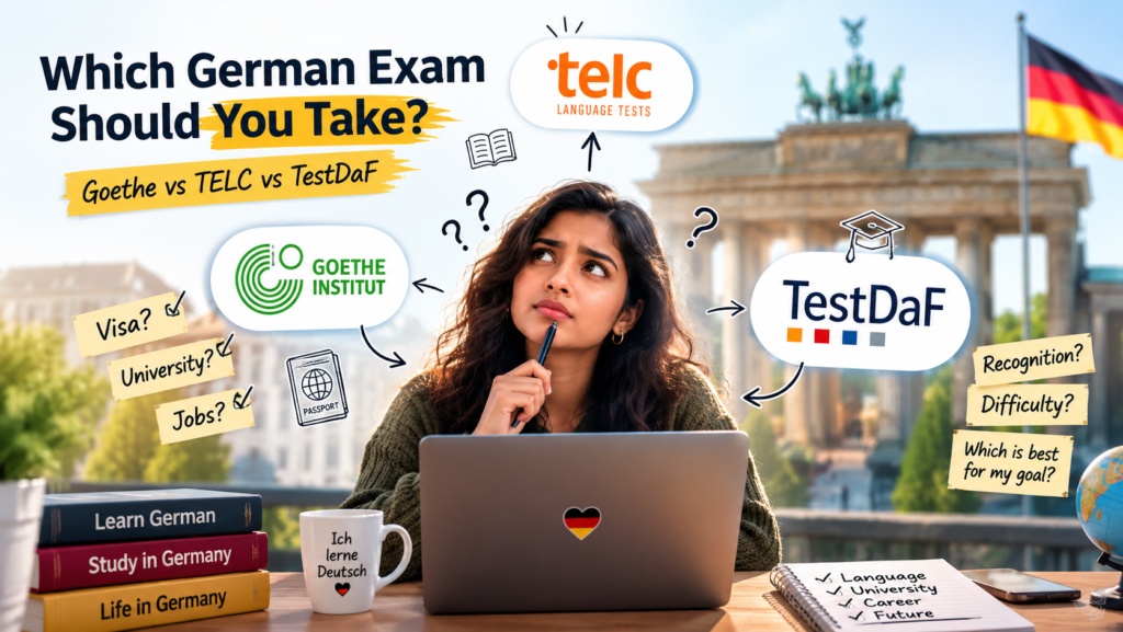 Goethe vs telc vs TestDaF German language exam comparison
